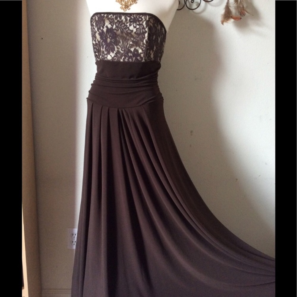 Scott McClintock Bridesmaids Lace Chocolate Gown